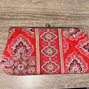 Vera Bradley Red and Pink Patterned Clutch
